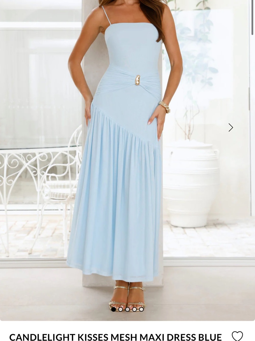 Hello Molly Pale Blue Mesh Maxi Dress with Buckle Detail